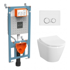 Комплект инсталляции с подвесным унитазом VITRA Integra Round с сиденьем и кнопкой 9856B003-7205 Комплект инсталляции с подвесным унитазом VITRA Integra Round с сиденьем и кнопкой 9856B003-7205